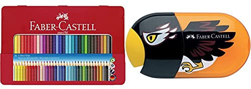 Faber-Castell 112435 Buntstifte Colour Grip 2001, 36er Metalletui & 183527 - Doppelspitzdose Adler Inklusiv Radierer