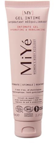 MiYe | Gel intimo idratante riequilibrante BIO | Gel all’aloe vera con acido ialuronico e postbiotici per la flora intima | Adatto come lubrificante intimo | 50 ml