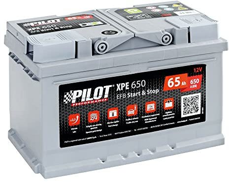 PILOT XPE650 Batteria Auto 12V Start-Stop EFB - 65 Ah - 650 A - per i Veicoli Dotati di Tecnologia Start & Stop