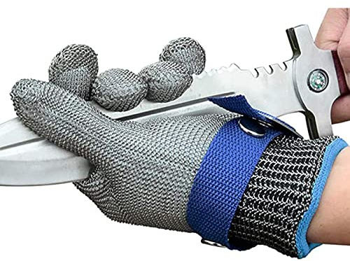 Guantes Anticortes WXYZ Guantes Resistentes al Corte de Malla de Metal Pesado, Guantes cómodos de Trabajo de Seguridad Transpirables Antideslizantes, Carnicero, procesamiento de Alimentos