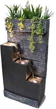 Arnusa BK845 Fuente de jardín con iluminación LED, Fuente de jardín con Lavabo Decorativo, Fuente de Interior, Fuente para Uso Interior y Exterior, Decoración de jardín