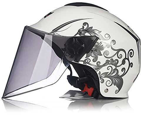 JATIBOSH Attache Fermement Vintage Casque Portable Et Sûre Cyclomoteur Casque, RéTro Demi Casque Boucle De Sécurité À Prise Rapide Casque Moto, pour Adapté Aux Motos ÉLectriques ECE Certifiés