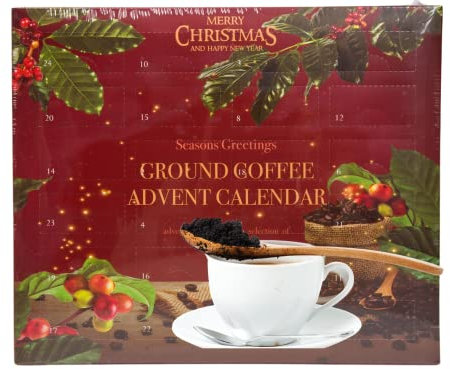24 Days Ground Coffee Advent Calendar 2025 - Countdown to Christmas with Luxury Assorted Coffees Flavours - Coffee Lovers Gifts Set - Adults Men Women - Unique Advent Calendars for Adults