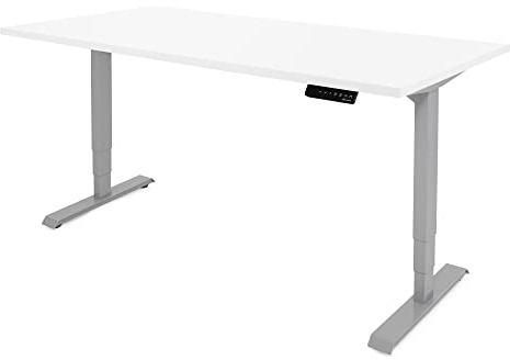 Ergotopia Desktopia Lite Elektrisch höhenverstellbarer Schreibtisch für Büro oder Home Office - 5 Jahre Garantie - ergonomischer Schreibtisch höhenverstellbar mit weißer Tischplatte (160 x 80 cm)