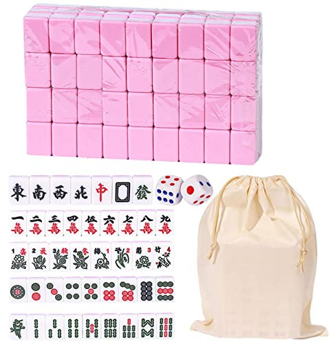 Povanjer Mahjong-Spiel, Trip Kleine Traditionelle Chinesische Mahjong-Kits Mit Tragetasche | Tragbares Tischspiel Mit 146 Melaminharz-Mahjong-Steinen Für Die Familienfreizeit