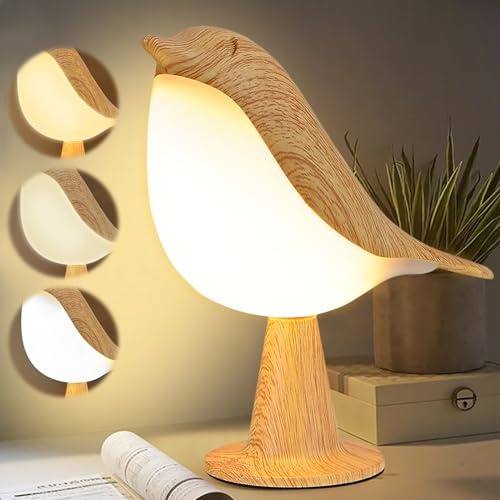 Leikurvo LED Vogel Tischlampe, 3 Modi LED Tischlampe Nachttischlampe Dimmbar Tischlampe Nachttischlampe mit Aromatherapie Leselampe mit USB Typ-C Anschlüssen für Wohnzimmer, Schlafzimmer