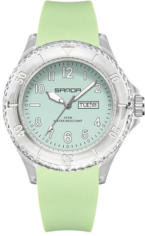 rorios Herren Damen Uhren Silikon Quarz Armbanduhr Leuchtend Analog Uhr 5ATM wasserdichte Freizeit Uhr Paar Minimalistisch Uhren Grün