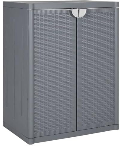 ARKEM Gartenschrank Grau 65x45x88 cm Gartenhaus GeräTeschuppen Outdoor Schrank Terrassenschrank Gartenschrank PP Rattan-Optik