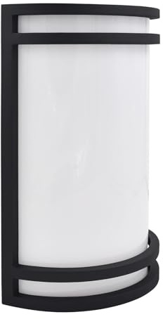 LUXRITE LED Outdoor Wall Light Fixture, 10in Half Cylinder Wall Sconce, Black Aluminum, 5CCT Selectable 2700K-5000K, 15W, IP54 Waterproof, ETL Listed, Outside Lights for House, Porch, Patio