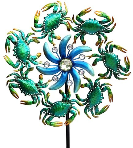 COOZZYHOUR 39 Crab Wind Spinners Metal Windmill Garden Stake,Ocean Theme Outdoor Wind Spinner,Wind Sculptures Yard Art Decorations for Patio,Lawn & Garden Decor
