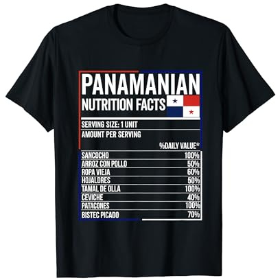 Panameño Información Nutricional Bandera Comida Camiseta Panamá Camiseta