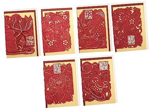 BCOATH 6stücke Teiliges Chinesische Neujahrskarten Mit Traditionellen Mustern Festliche Glückwunschkarten Für Frühlingsfest Verschenken An Und Familie