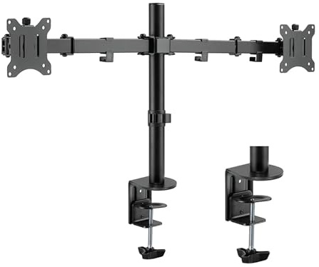Dual Monitor Desk Mount - Fully Adjustable Arm for 2 Computer Screens up to 32 Inch, Heavy Duty Stand for Desk