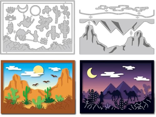 DELORIGIN Stanzformen Mit Mehrschichtiger Wüstenlandschaft Aus Karbonstahl Stanzschablonen Kartenherstellung Scrapbooking Prägeschablonen Rahmen Neuheiten Stanzformen Für Reisealben Kartendekor