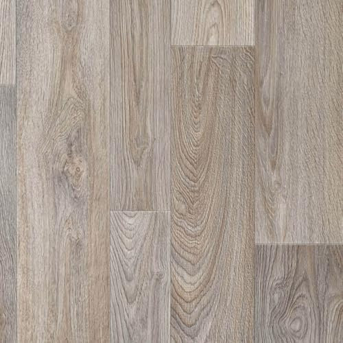 Natural Grey Varied Planks Magic Vinyl Flooring 2.8mm Thick Lino Roll Bathroom Kitchen (3m Wide x 4m Long)
