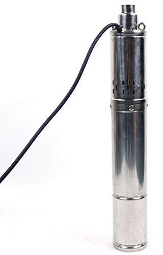 WindWilder 3,5 Zoll Tiefbrunnenpumpe 500W Brunnenpumpe 2850U/min, mit 15m Kabellänge, 220-240V, 50HZ, 8,7x58 cm/3,5x22.8 in, Silber