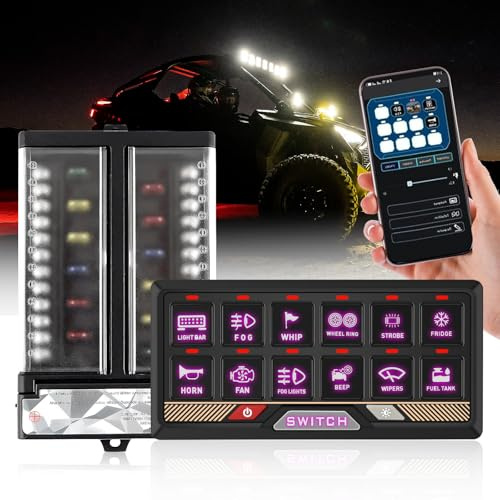 Chelhead RGB 12-kanals Bluetooth fjärrkontrollströmbrytarpanel, batteridrift, kortvarig pulsbrytare för LED-ljusstångsstyrning, vattentät app