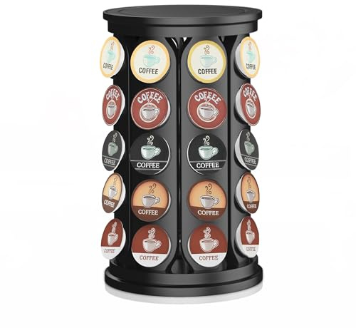 CEHNCEH K Cup Holder, Coffee Pods Holder Storage Organizer Stand Carousel Compatible with 40 Keurig K-Cup Pods, Home or Office Kitchen Counter (Black)