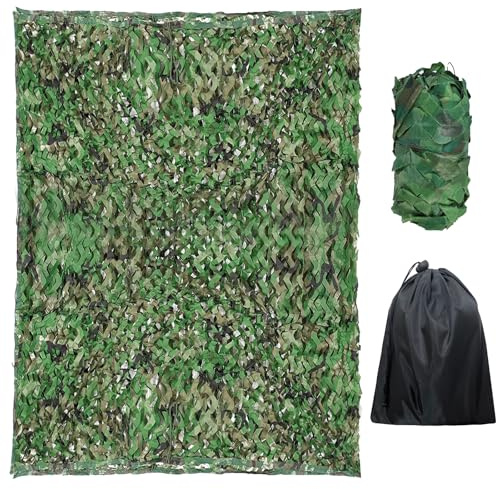 Leikurvo Red de camuflaje, red de camuflaje de doble capa, 2 x 3 m, protección solar, para cubrir coches, caza, decoración al aire libre
