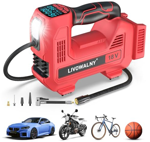 Cordless Tire Inflator Portable Air Compressor Tire Air Pump for Milwaukee 18V Battery - 160PSI Auto Pump with Digital Pressure Gauge, Emergency LED Light for Car Tires, Bicycle, Balloons (No Battery)