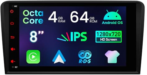 XTRONS 8 Inch Android Car Stereo Head Unit for Audi A3 8P w Cooling System | 4+64GB Car Radio Player with IPS HD Touch Screen GPS Navigation EQ DSP 4G LTE Bluetooth XTRONS UI Mode Support AHD/DAB+/DVR