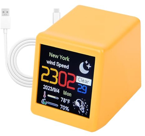 Orologio stazione meteorologica - Decorazione intelligente da scrivania con allarme - Monitor meteorologico portatile ricaricabile per la casa, umidità, data e ora | orologio da tavolo per cam