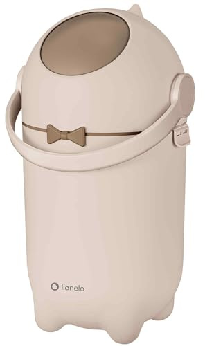 LIONELO Purebin Blöjhink 10L med Universella Påsar, Luktfri Tätslutande Design, Ingen Refill Behövs, Enhandshantering för Snabb Kassering, Hygienisk och Lätt att Rengöra, för Barnrum och Badrum, Beige