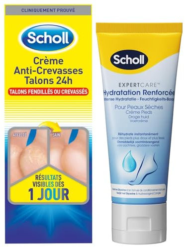 Scholl Crème Anti-Crevasses Talons 60ml et Crème Pieds Hydratante Adoucissante 75ml