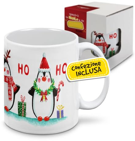 mugnue Tazza Mug Tazza Natale Tazze Natalizie Regali Natale Economici Tazza Colazione con Scatola Regalo Bianca (Pinguini di Natale)