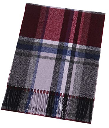 HGJH Strickschal Damen,Winterschals Schwarz Weinrot Weicher Warmer Schal Dicke Decke Wollgitter Quaste Modeschal Langer Großer Winterschal Trendige Stola-Schals Für Frauen Mädchen