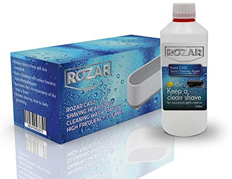 Shaver Head Wash Bath High Frequency Vibration Cleaning Station inc 500ml Clean Solution
