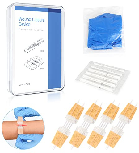 4 Stück Wundverschlüsse Strips, Steril Erste Hilfe Sets Notfall-Wundverschlüsse Pflaster-Klebebandagen, Erste Hilfe & Sicherheit für Camping & Outdoor