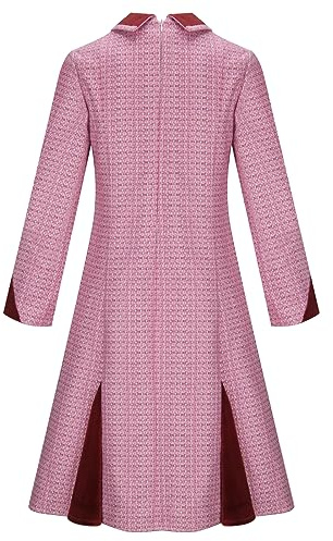 LIKUNGOU Damen Umbridge Kostüm Rosa Kariertes Tweed Kleid mit Katzenabzeichen Dame Elegantes süßes Partykleid Cosplay Outfit