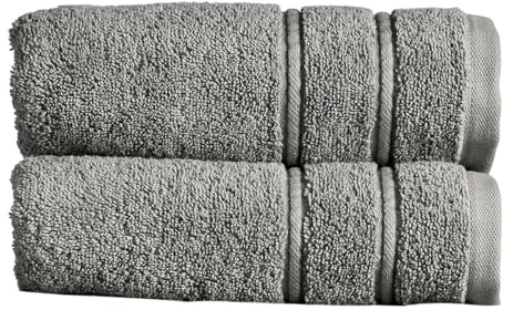 Christy Antalya Hand Towels | Set of 2 | 100% Turkish Cotton | 600GSM | Soft Plush Luxury Towel Set | 50cm x 90cm | Quick Dry | Storm Grey