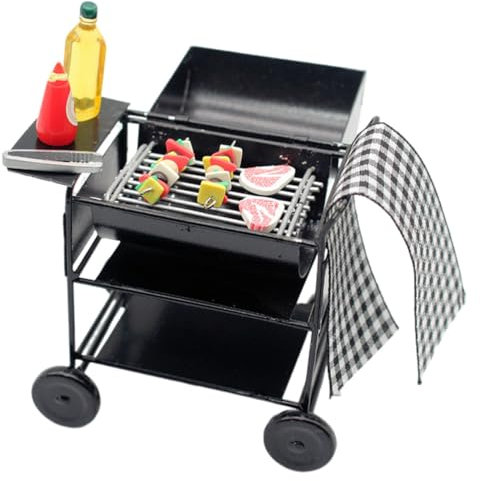 BESTonZON 1 jeu de mini barbecue créatif jouet de bricolage accessoires de cuisine 1:12 poupée four barbecue modèle jouet meubles maison de poupée cuisine miniature ustensiles de cuisine extérieur