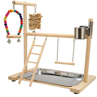 Akozon Leiter, Vogelspielplatz, Holzpapageien-Spielständer, Ständer für Vögel, Papageien, Vogelsicher, Bissfest, Lindert Langeweile