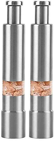 Moulin à sel et poivre - Agitateurs à base en acier inoxydable, Moulin à assaisonnements | Broyeur de sel et de poivre d'une seule main avec boutons, set moulin à épices pour poivre noir, sel de mer