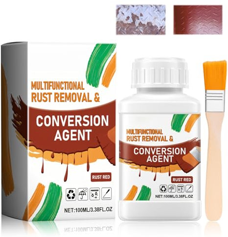 Allony 100ml Rust Stain Remover, Rust Converter for Cars, Rust Remover, Non-damaging to Metal Paint, Suitable for Car Bodywork, Metal, Radiator, Bikes, Vehicles, Gates