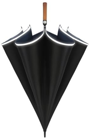 KJZQXYX 153 cm großer Golfschirm, winddichter und winddichter Regenschirm mit reflektierendem Streifen und langem Griff, Öffnung mit einem klick (Blue)