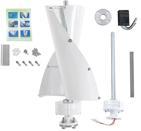 Windkraftanlage, 100W Vertikale Windgenerator mit Steuergerät, 2-Blatt-Windkraftgenerator, Windgeschwindigkeit 13m/s, Geräuscharmer, für Haus, Geschäft