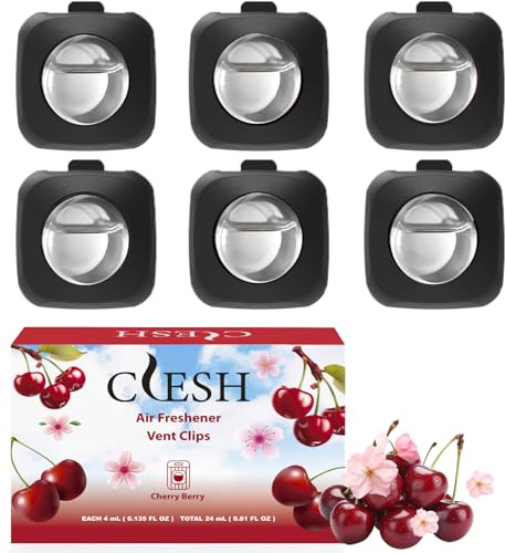 CLESH Car Air Fresheners Vent Clips, Cherry, 6-Pack, 4ml Each