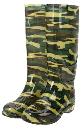 Zapatos de lluvia largos de camuflaje para hombre, botas de lluvia acolchadas, botas de agua y aceite alcalino, zapatos de goma de elefante dorado, botas anchas y altas, camouflage, 40 2/3 EU