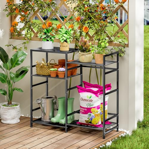 ThreeHio Kitchen Stand, Metal Storage Rack for Kitchen Storage, Heavy Duty kitchen Appliance Storage Shelving, Rack Organizer Shelf for Balcony Garden