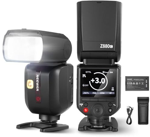 NEEWER Z880-C 2,4G 76Ws TTL Flash Speedlite Cámara Compatible con Canon Interfaz Usuario Mejorada Lámpara Modelado Tecla TCM Cambio Rápido TTL/M 1/8000s HSS 7,2V/3000mAh Batería 600 Flash Máx Potencia
