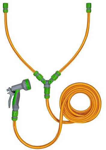 AP Supplies Dog Shower Kit with Valves, 5m Hose, Yellow
