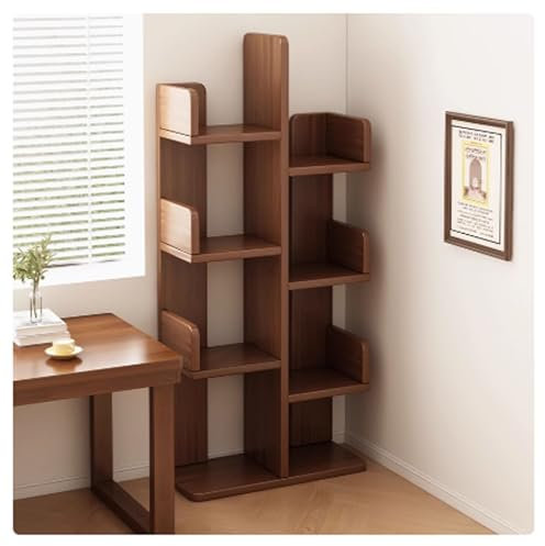 YPIOUREN Bücherregal, Bücher-Organizer, Würfelregale, Moderne Vitrine, offene Industrie-Bücherregale aus Holz, freistehend, for Wohnzimmer, Arbeitszimmer, Büro, Bücheraufbewahrung(Walnut Color)