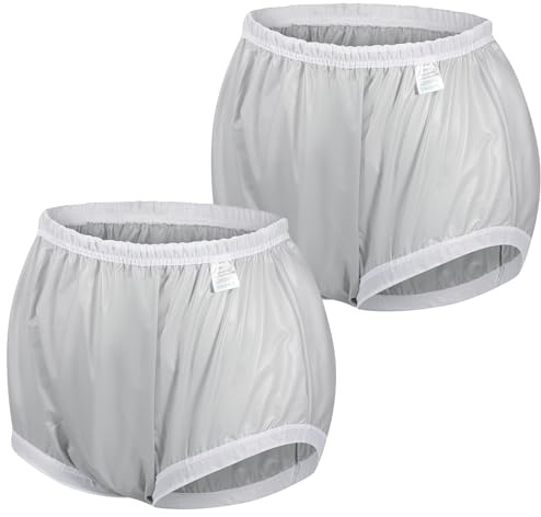 Carer 2 Stück Inkontinenz-Auslaufsichere Unterwäsche für Erwachsene Plastik-Windelhülle Waschbare Wiederverwendbare Wasserdichte Inkontinenzunterwäsche Unisex Grau Größe M