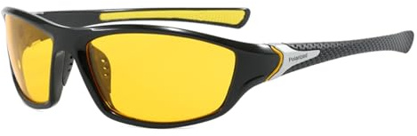 chongning Night Driving Glasses Anti Glare, Night Vision UV400 Protection, Polarised Vision Headlight Glasses TAC Yellow Lens, Glare Reducing for Nighttime Driving, Men & Women