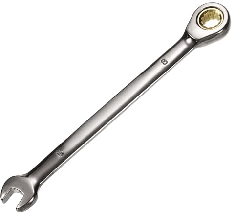 QUARKZMAN Llave de Trinquete Métrica 8mm 12 Puntos 72 Dientes Extremo de Caja y Extremo Abierto 8mm Acero Cr-V Níquel Negro Electrochapado Llave Combinada para Reparación de Automóviles