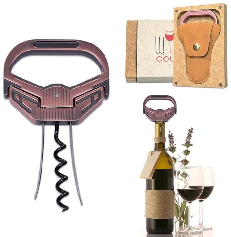 OHAANYY 3 in 1 Ah So Wine Opener & Two Prong Bottle Corker Remover,ah-so Wine Opener Can Remove The Older and Fragile Wine Corks so Easy for Connoisseurs to Uncork (Copper-AR)